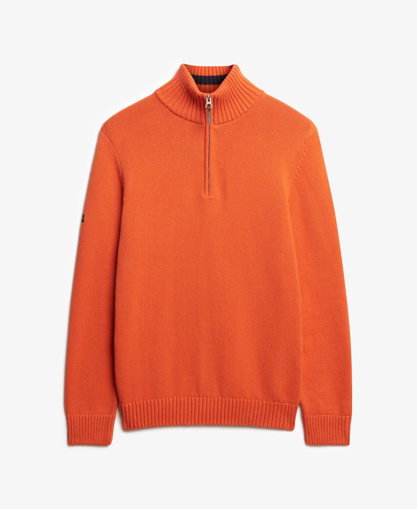 mens Cotton Classics Half-Zip Knitted Jumper in ORANGE | Superdry US