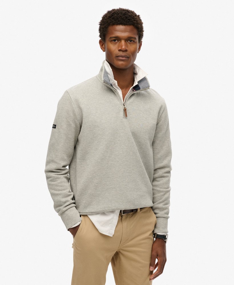 mens Core Pique Half Zip Sweatshirt in GREY MARL | Superdry US