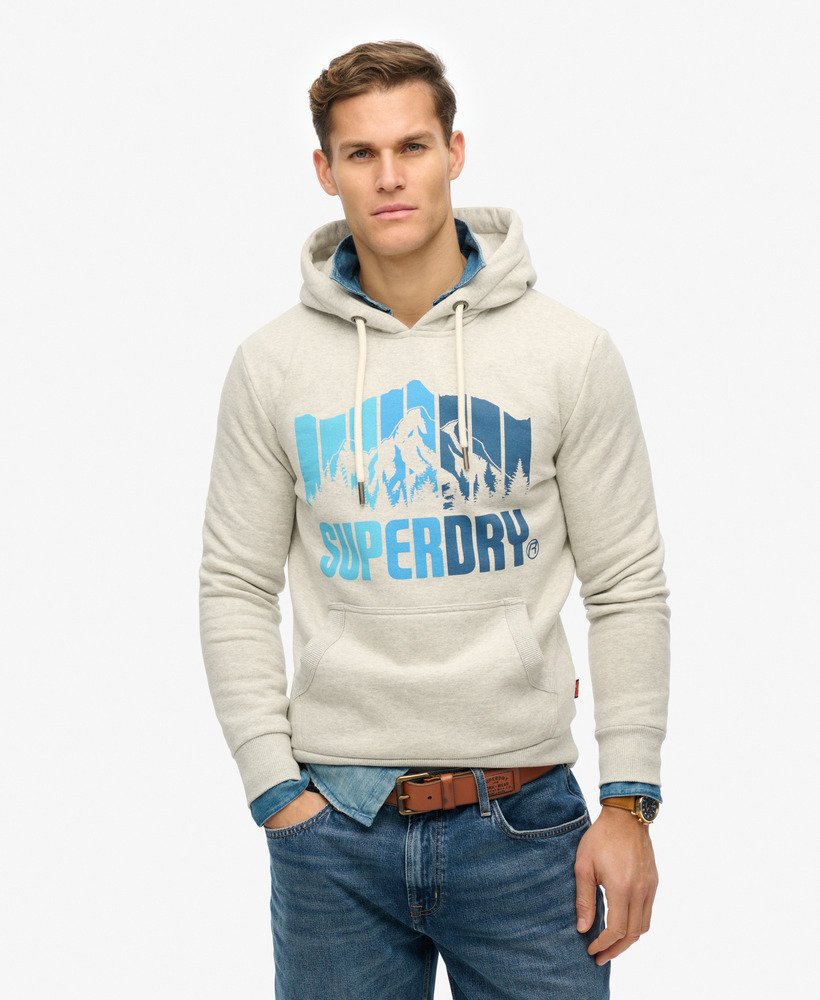 mens Mountain Rainbow Hoodie in Glacier Grey Marl | Superdry US