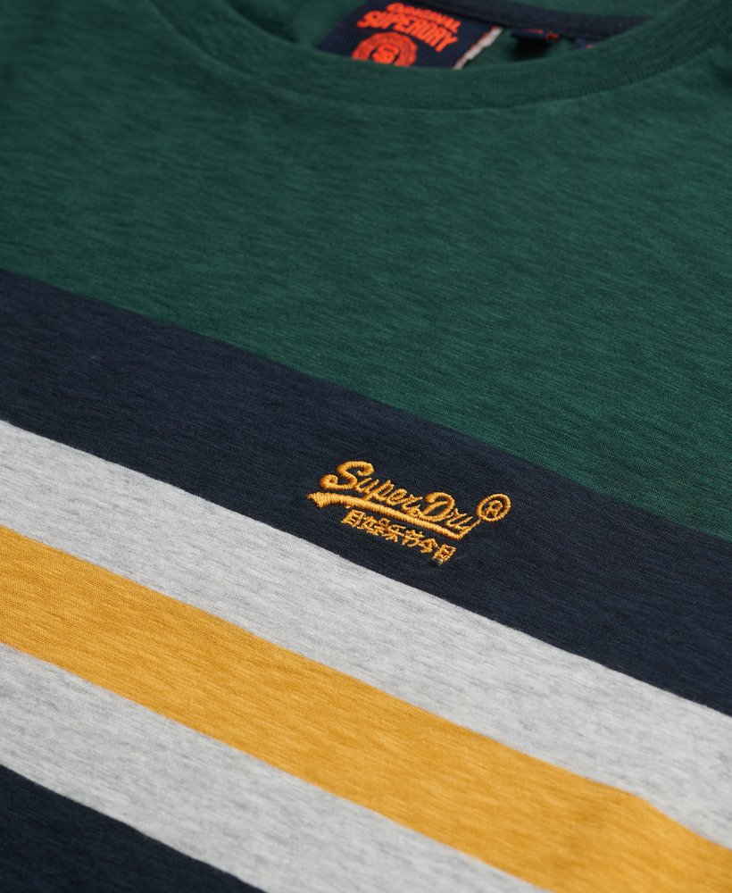 mens Essentials Stripe T-Shirt in Enamel Green Chest Stripe