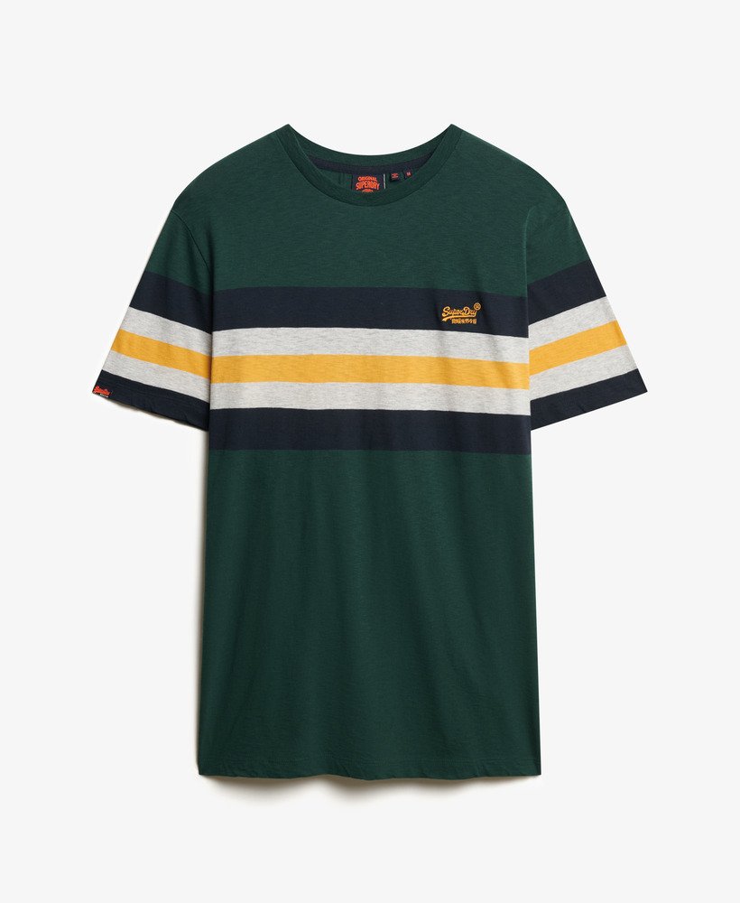 mens Essentials Stripe T-Shirt in Enamel Green Chest Stripe