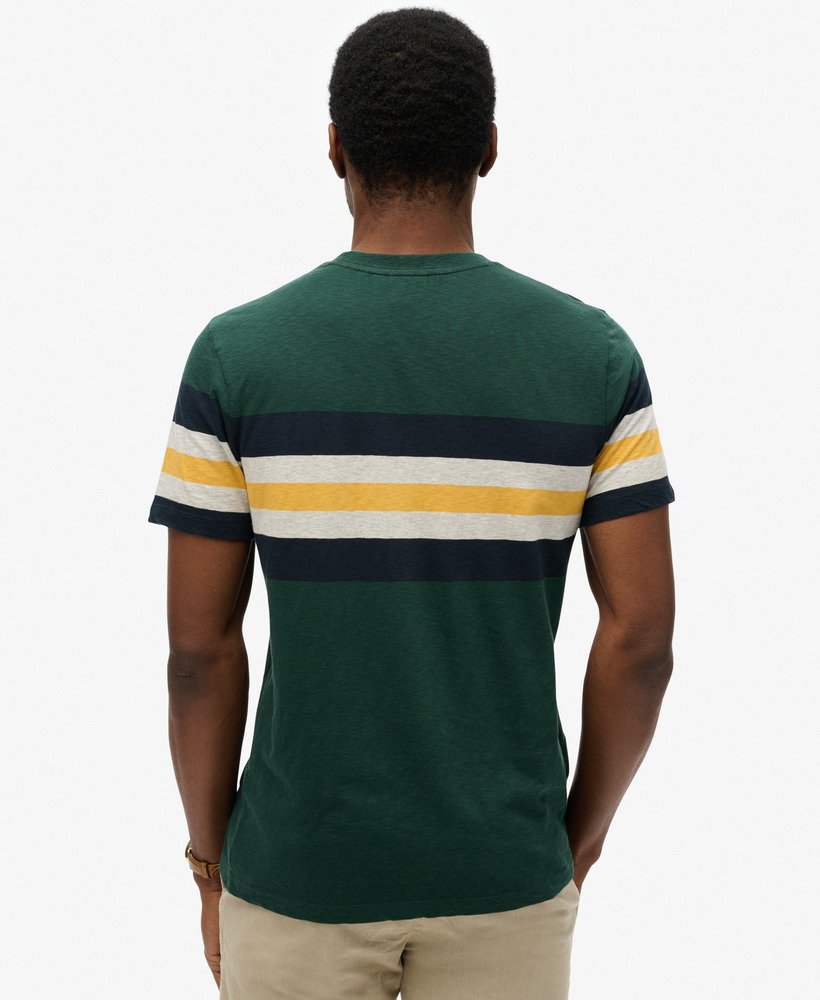 mens Essentials Stripe T-Shirt in Enamel Green Chest Stripe