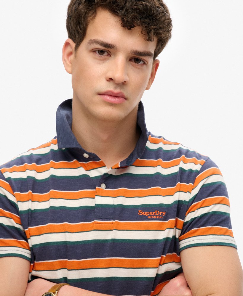 Navy Green Jetty Stripe Polo Top