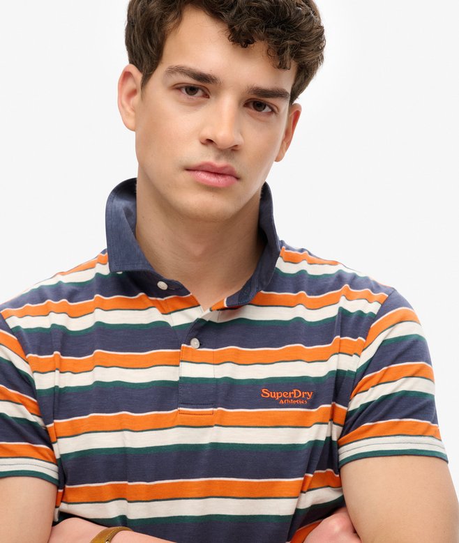 Lightweight Stripe Jersey Polo Top
