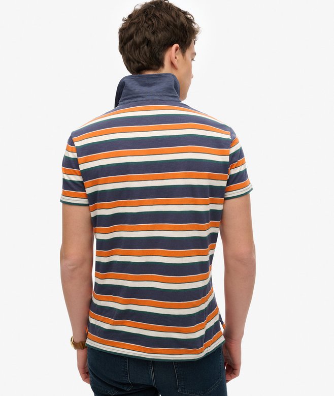 Lightweight Stripe Jersey Polo Top