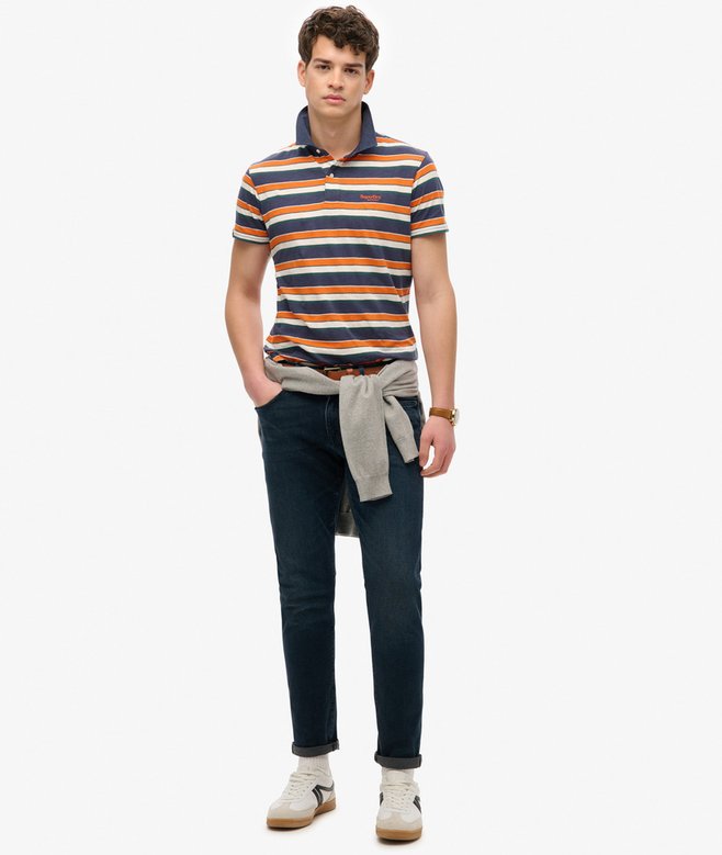 Lightweight Stripe Jersey Polo Top
