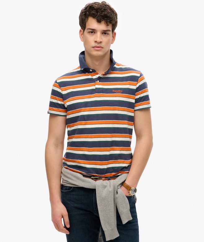 Lightweight Stripe Jersey Polo Top