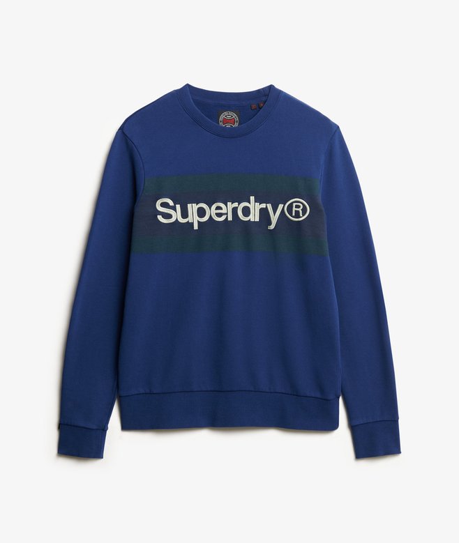 Core Logo Stripe Relaxed Crew Sweatshirt