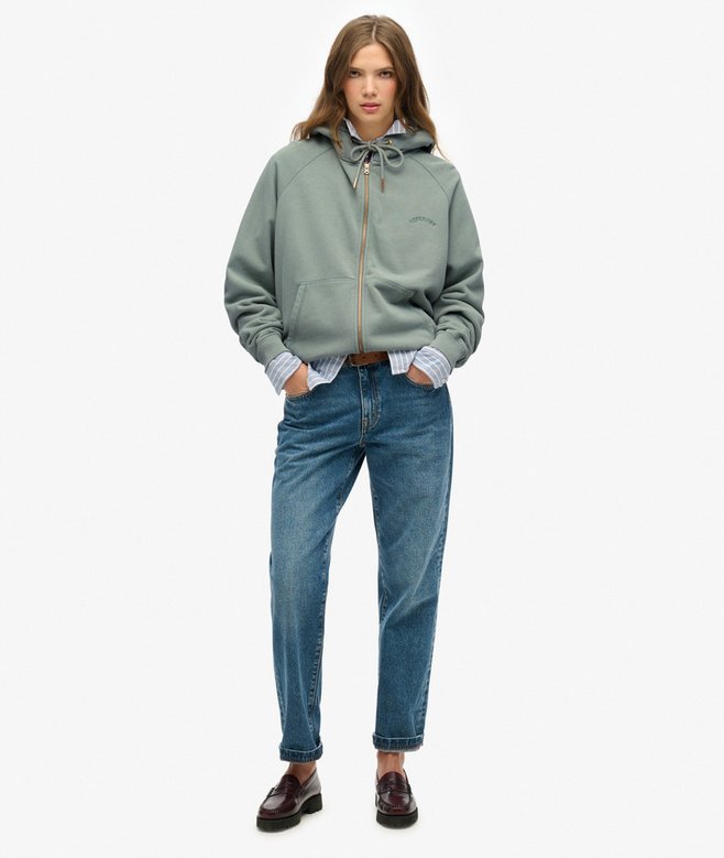 Essential Logo Oversized Raglan Zip Hoodie