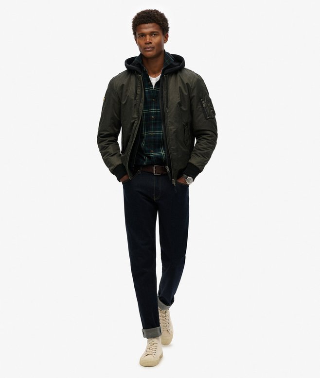 mens Military MA1 Bomber Jacket in Washed Dark Green Superdry UK