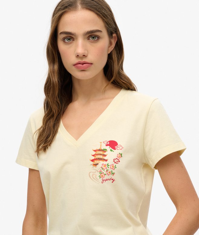 Suika Metallic Relaxed V-Neck T-Shirt
