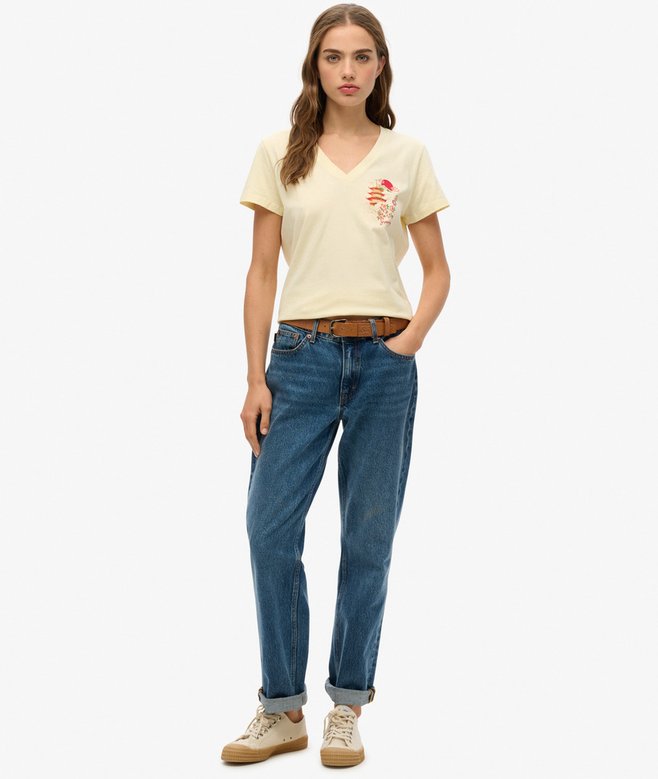 Suika Metallic Relaxed V-Neck T-Shirt
