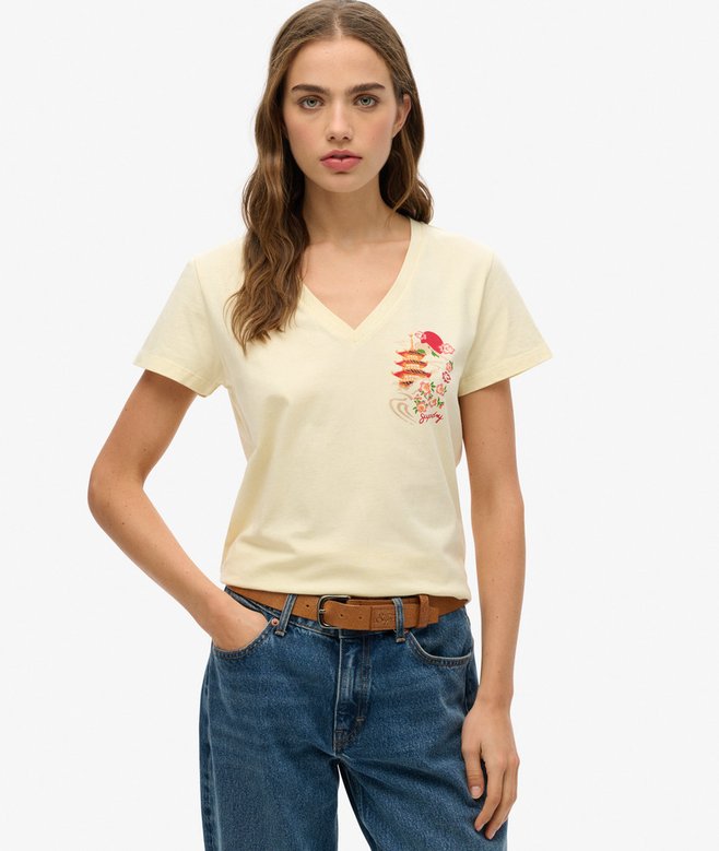 Suika Metallic Relaxed V-Neck T-Shirt