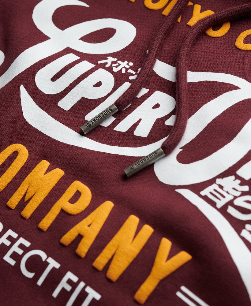 mens Perfect Fit Script Hoodie in Port Red | Superdry UK