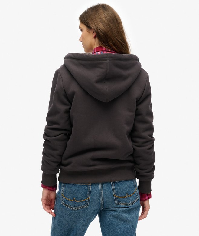 Sweat ?� capuche zipp?� et doubl?� en peau lain?�enoir bison pour Femme | Superdry FR