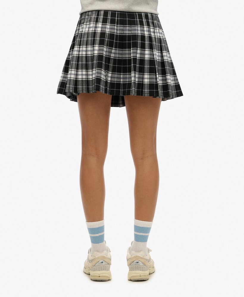 womens Check Pleated Mini Skirt in Black/White Check | Superdry CA-EN