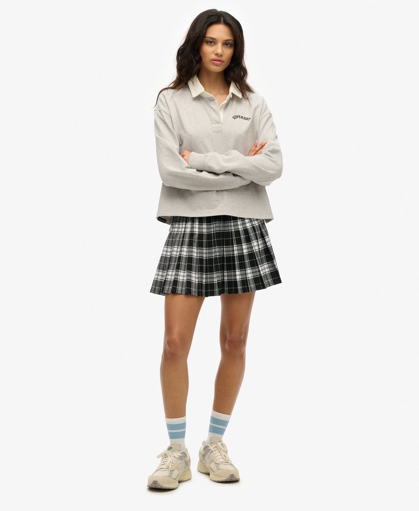 womens Check Pleated Mini Skirt in Black/White Check | Superdry US