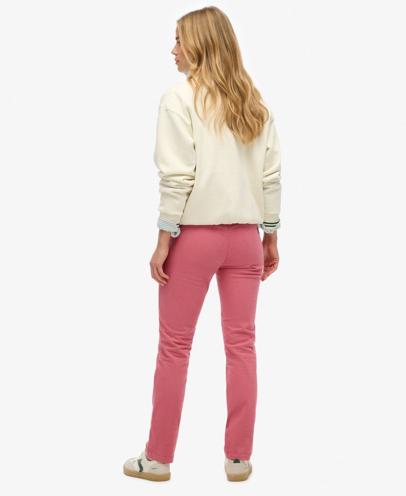 womens Mid Rise Chino Trousers in Mauve Pink | Superdry US