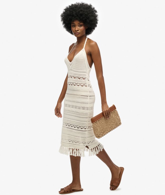 Crochet Tassel Midi Dress