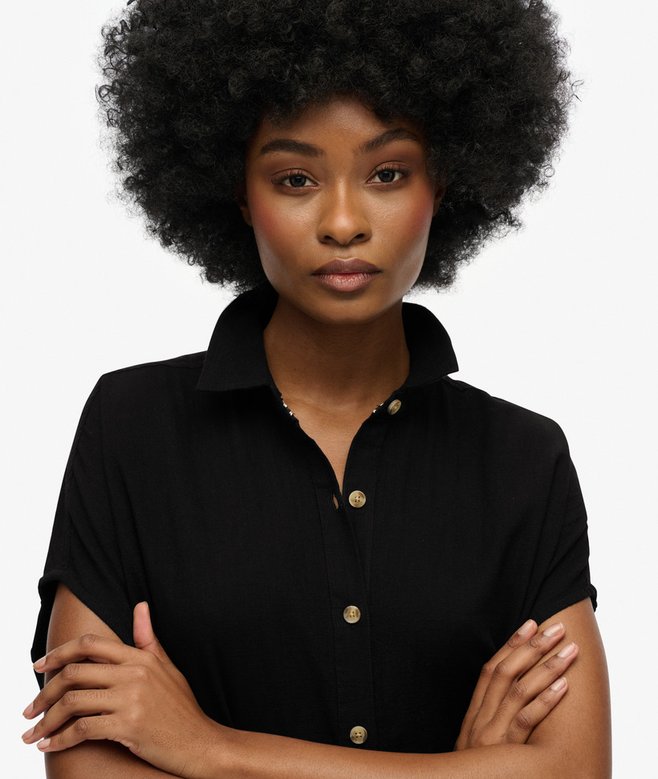 womens Oversized Midi Shirt Dress in Black | Superdry UK