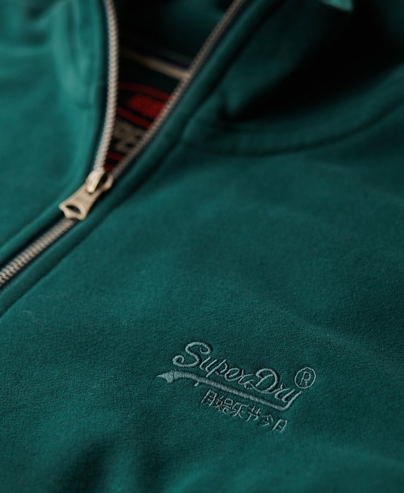 mens Essential Logo Half Zip Sweatshirt in Dark Pine Green