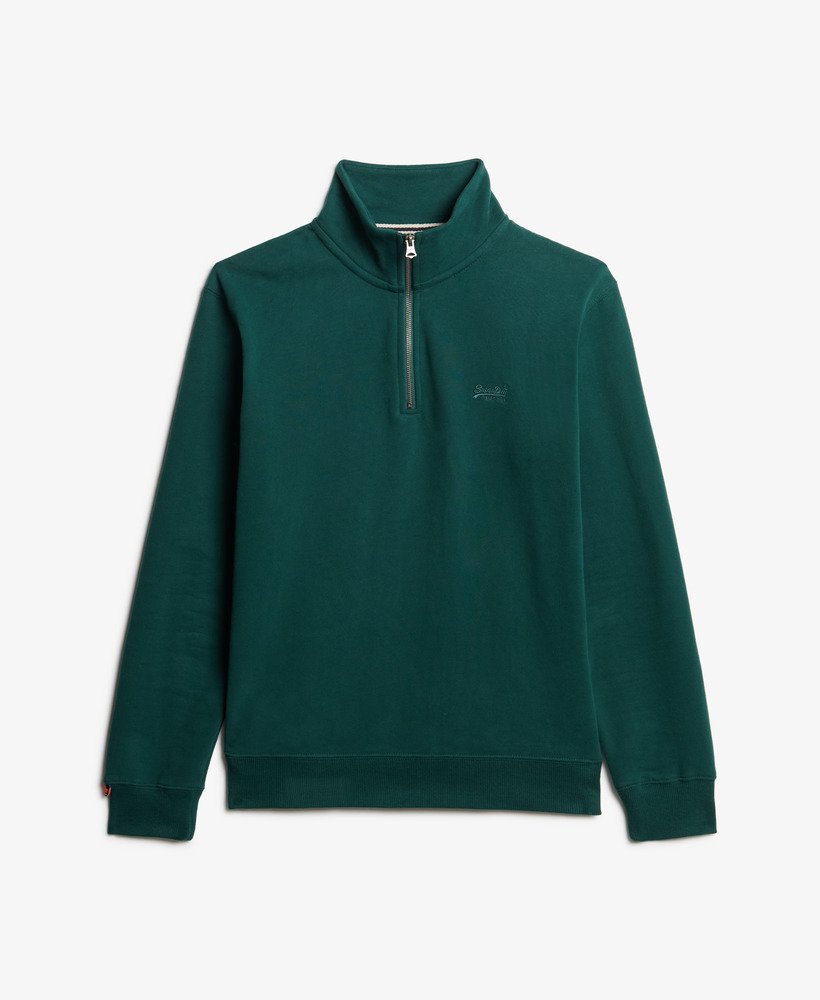 mens Essential Logo Half Zip Sweatshirt in Dark Pine Green