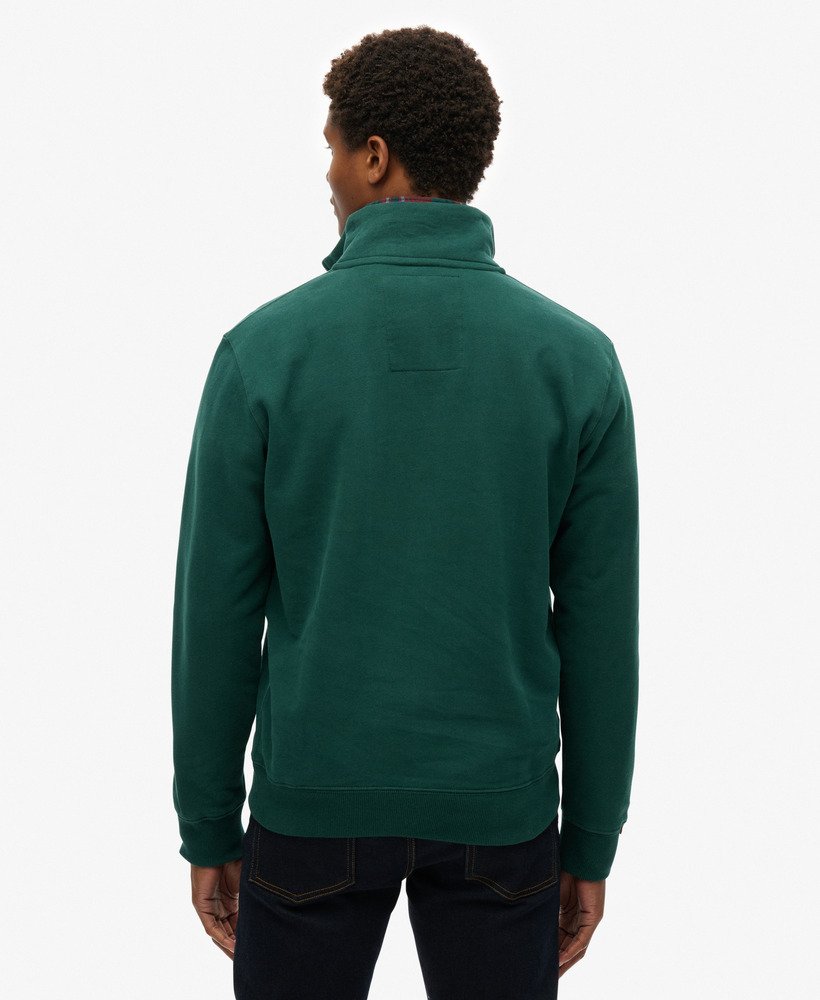 mens Essential Logo Half Zip Sweatshirt in Dark Pine Green