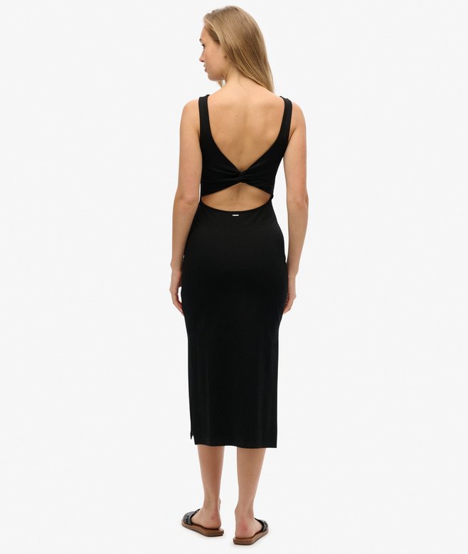 Jersey Twist Back Midi Dress