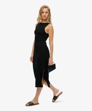 Jersey midi-jurk met gedraaide achterkant