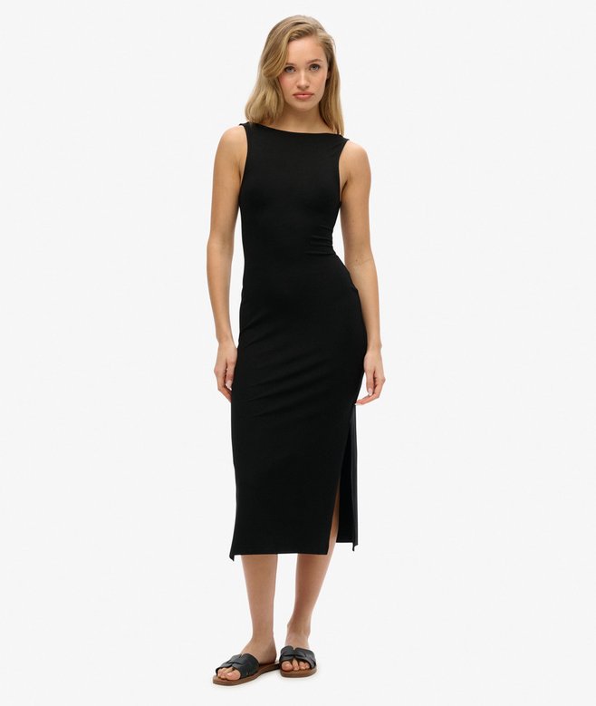 Jersey Twist Back Midi Dress
