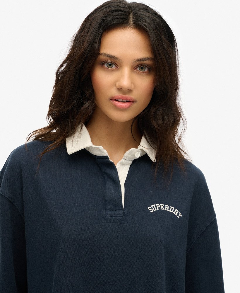 womens Athletic Essentials Graphic Rugby Shirt in NAUTICAL NAVY