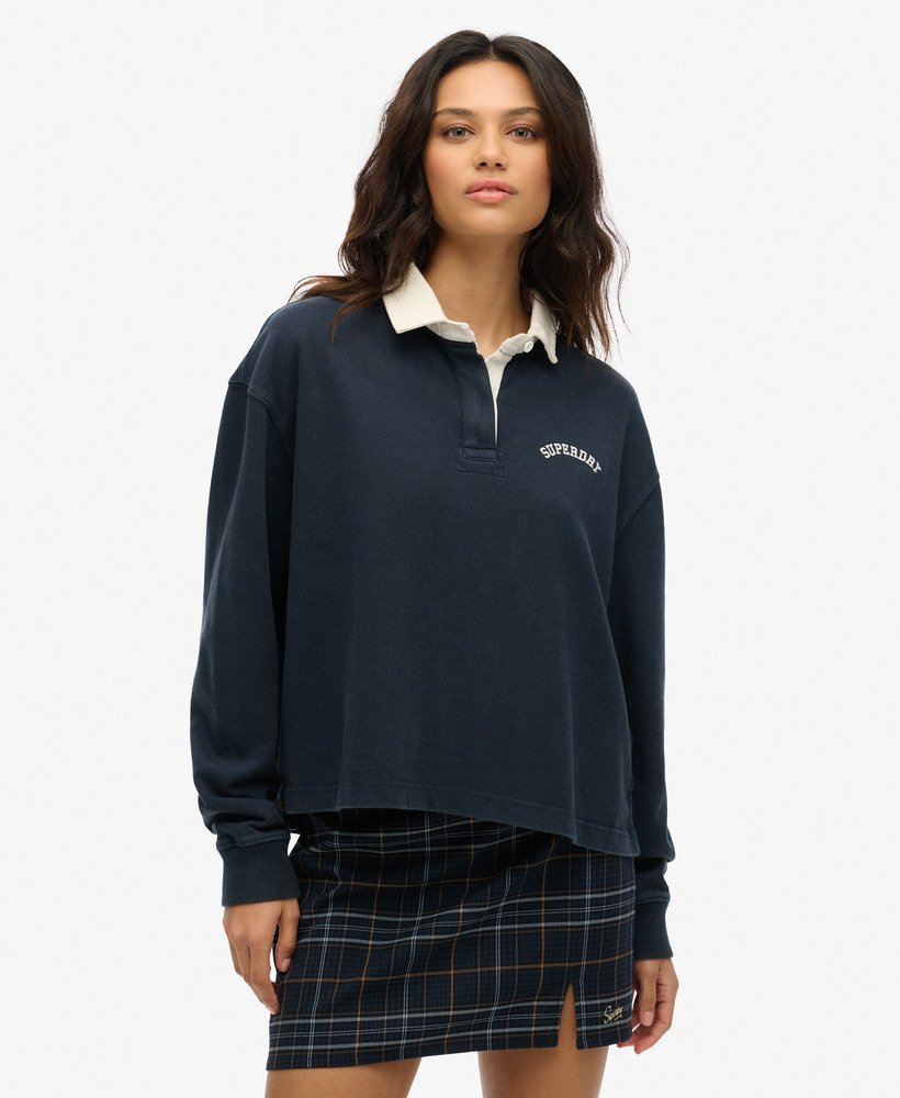 womens Athletic Essentials Graphic Rugby Shirt in NAUTICAL NAVY