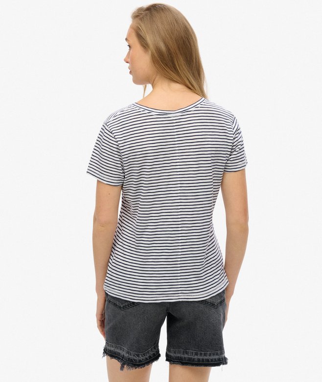 Slub Embroidered V-Neck T-Shirt