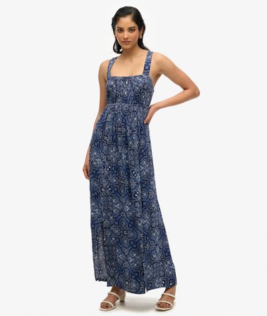 Printed Tie Back Maxi Dress Image 1