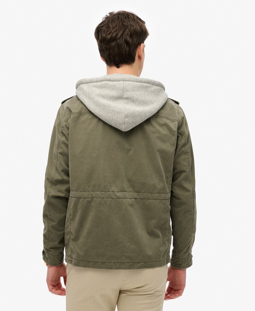 mens Hooded Rookie Field Jacket in Dusty Olive Green | Superdry US