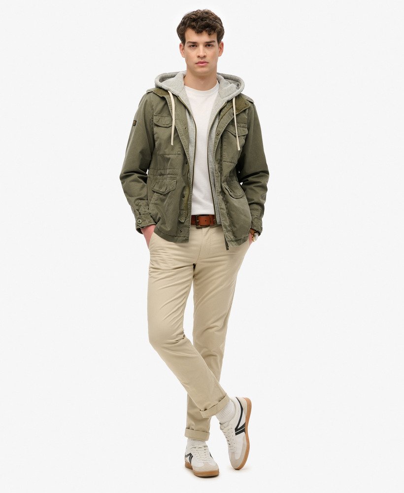 mens Hooded Rookie Field Jacket in Dusty Olive Green | Superdry US