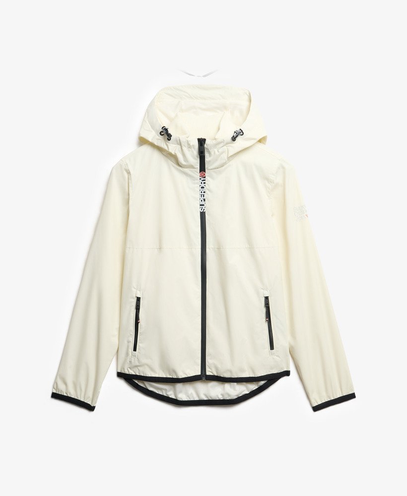 womens Hooded Logo Windbreaker Jacket in OFF WHITE | Superdry UK