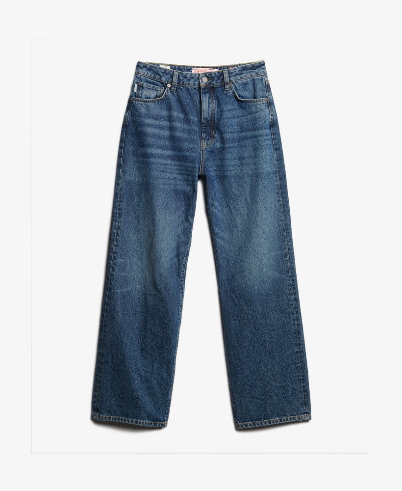 womens Organic Cotton Wide Leg Jeans in Fulton Vintage Blue