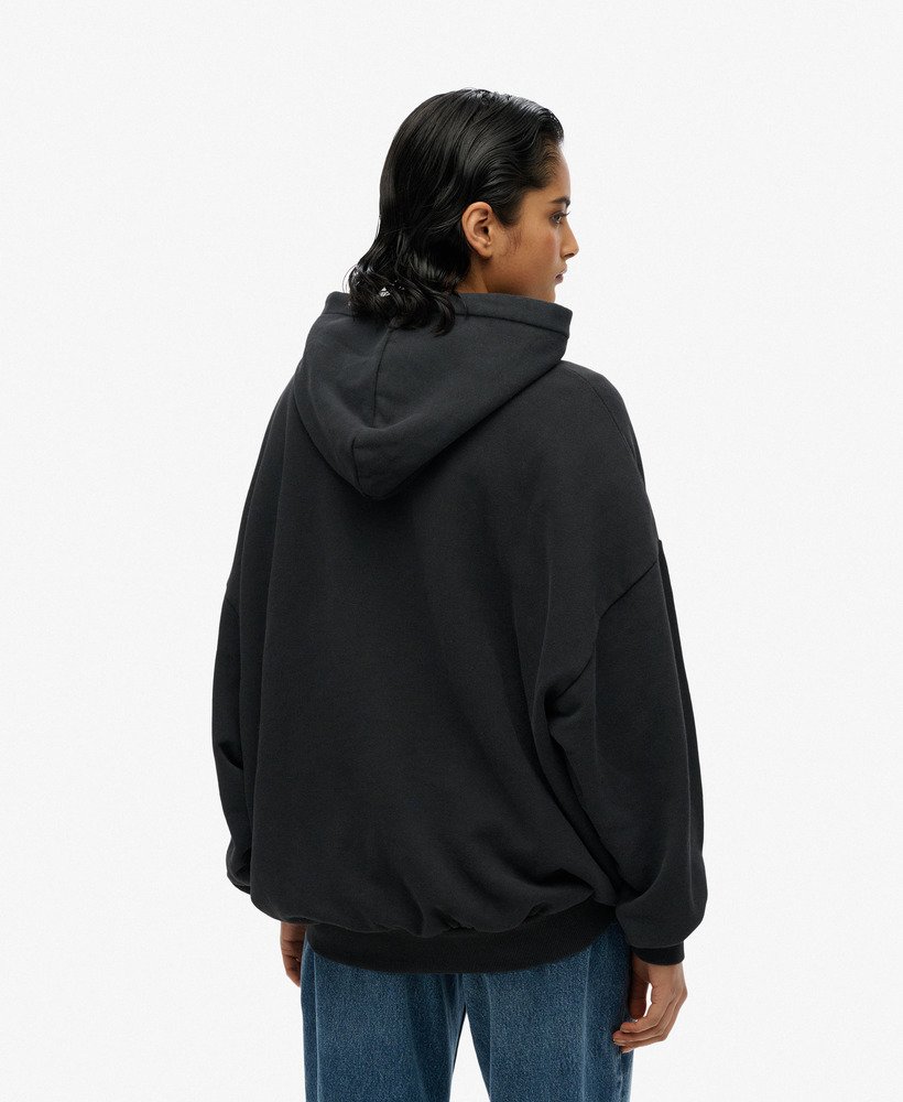 womens Lo-fi Biker Oversized Hoodie in Black | Superdry US