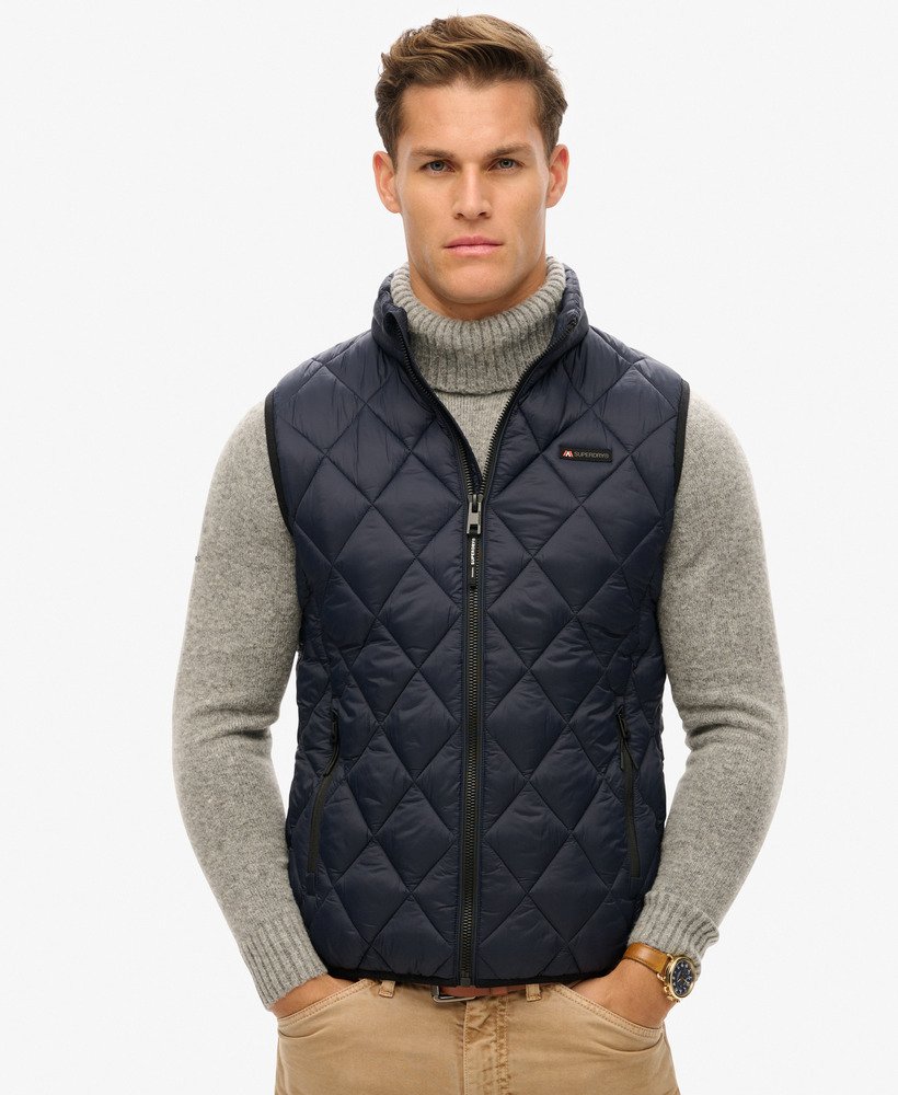 mens Diamond Quilt Fuji Lite Gilet in Eclipse Navy | Superdry CA-EN
