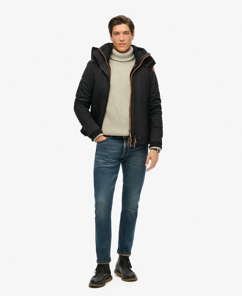 mens Pop Zip Hood Arctic SD-Windcheater Jacket in BLACK/FLURO