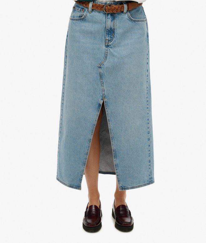 Denim Split Maxi Skirt