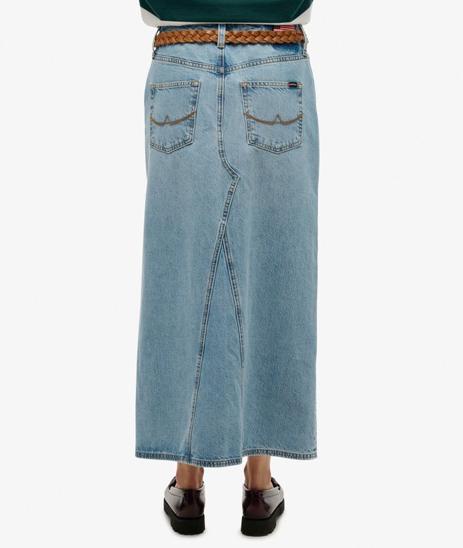 Denim Split Maxi Skirt