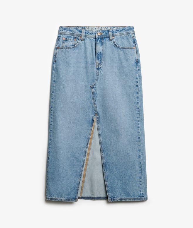 Denim Split Maxi Skirt