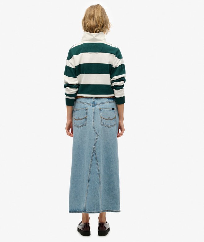 Denim Split Maxi Skirt