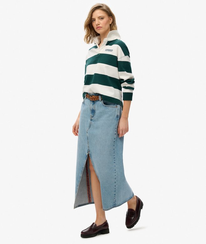 Denim Split Maxi Skirt