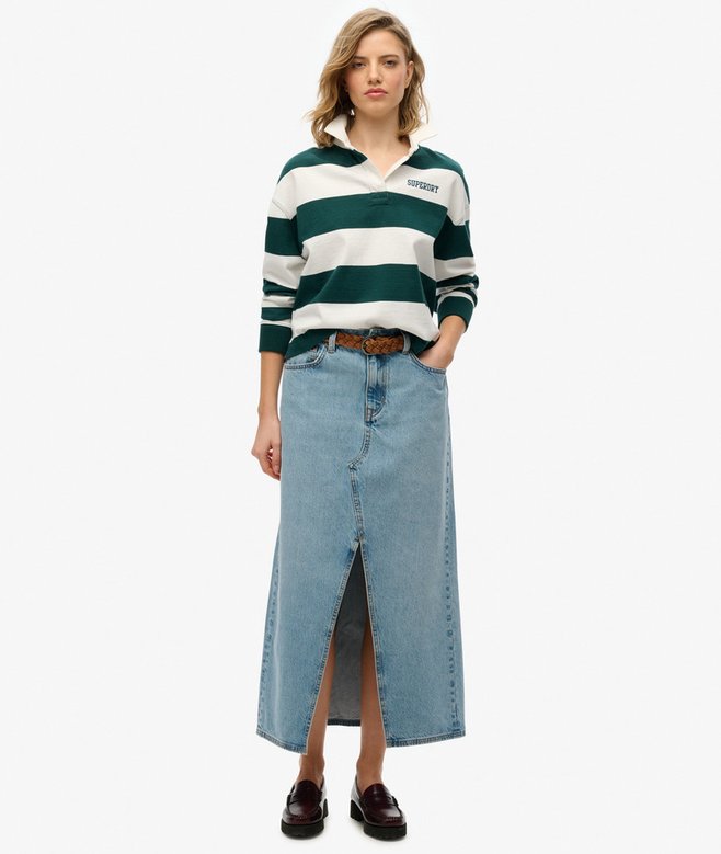 Denim Split Maxi Skirt