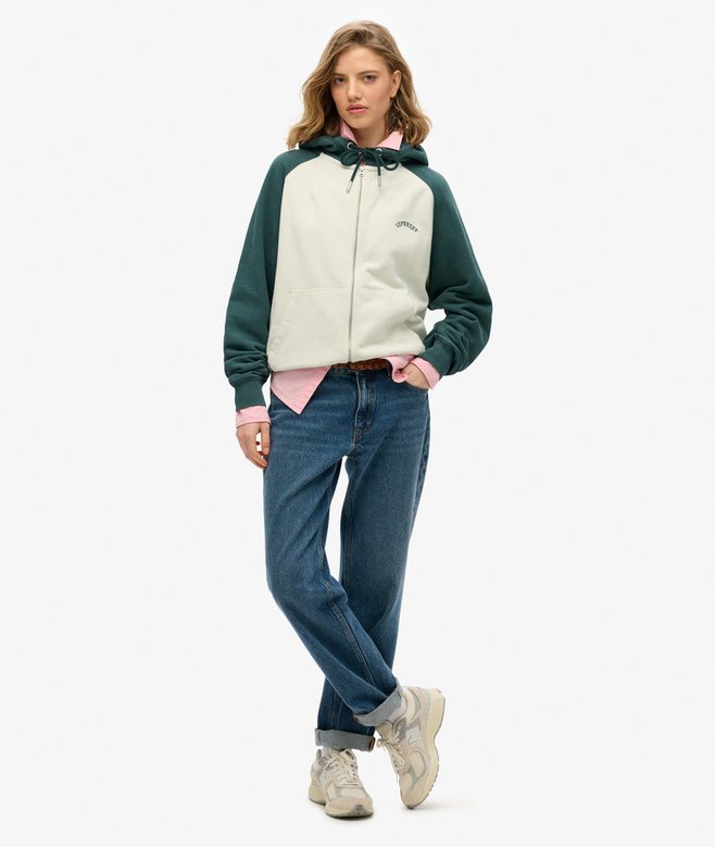Essential Logo Oversized Raglan Zip Hoodie