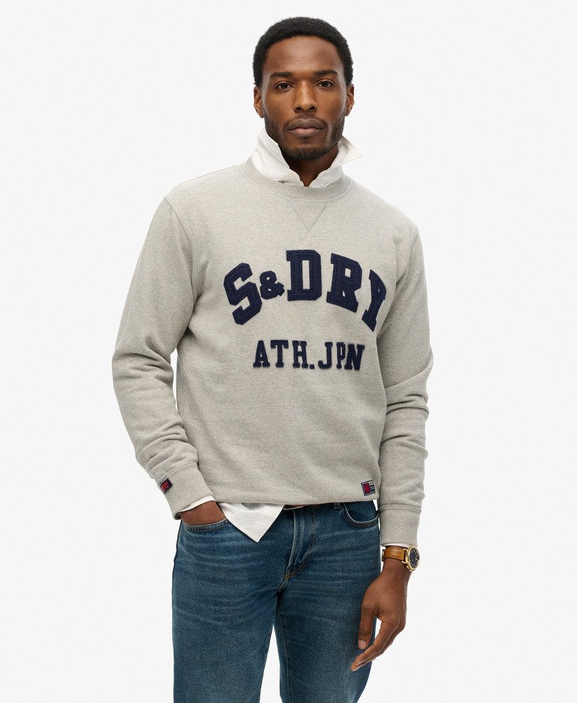 mens Vintage Athletic Crew Sweatshirt in Vintage Sweat Light Grey