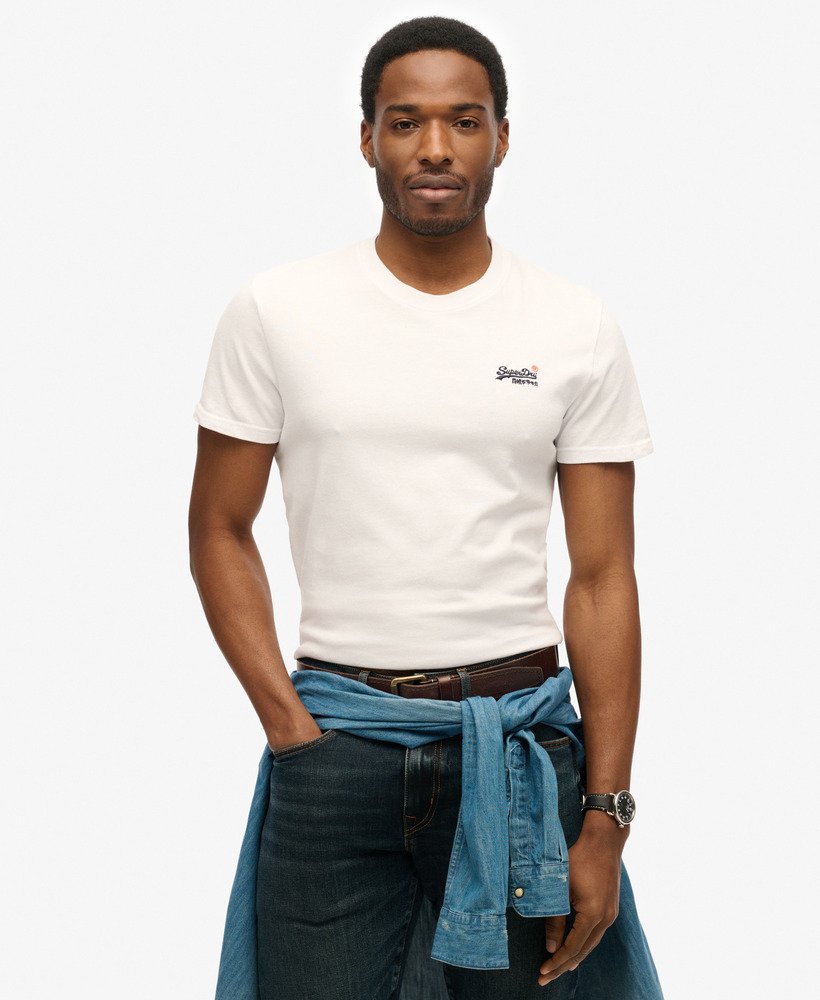 Superdry★エッセンシャル ロゴ刺繍Tシャツ 送関込 mens Organic Cotton Essential Logo T-Shirt in Eclipse Navy